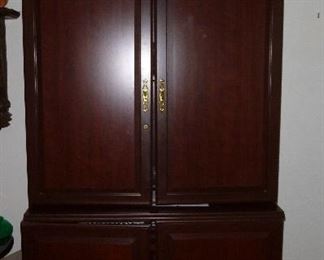 computer armoire, vintage glass fishing floats