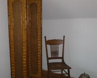 nice bamboo folding screen & vintage chair