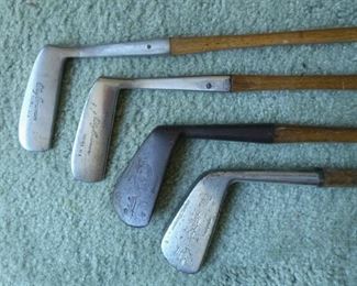 collection of vintage hickory wood shaft golf clubs