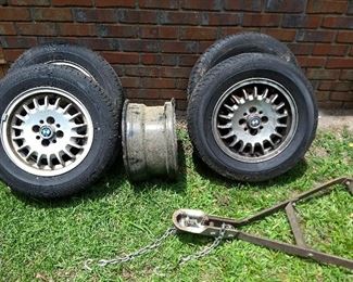 Set of 4 BMW 3 Series Wheels - 14"x6", 4 Bolt plus a tow bar - these BMW wheels have been reduced for final day sale to just $25 each