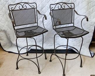 17. Pair of MEADOWCFRAFT Patinated Metal Patio Stools