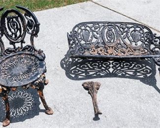 27. Antique Cast Iron Garden Chair Settee