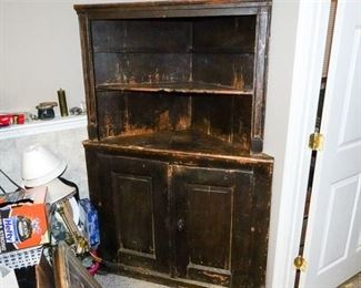 35. Antique Primitive Corner Cupboard