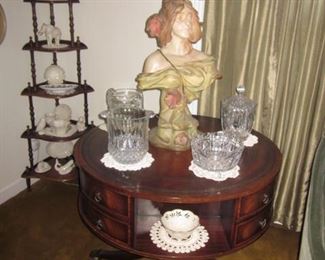 Regency Style Leather Top Drum Tables
