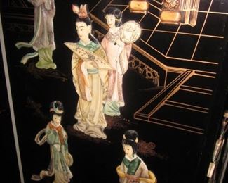 Huge Asian Collection Japanese Room Divider Screen Pedestals