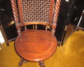 Antique Victorian High Back Swivel Piano Seat