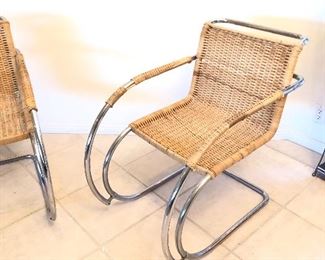 1 Ludwig Mies Van Der Rohe MR 20 Bauhaus Cane Chair (missing cane on arm)