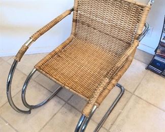 1 Ludwig Mies Van Der Rohe MR 20 Bauhaus Cane Chair (missing cane on arm)