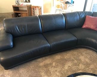 copenhagen black sectional leather sofa (retail  $5900)Excellent condition.