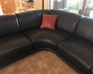 copenhagen black sectional leather sofa (retail  $5900)Excellent condition.