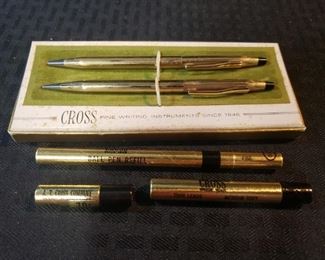 Cross pen and pencil set 12K gold filled with refill accessories