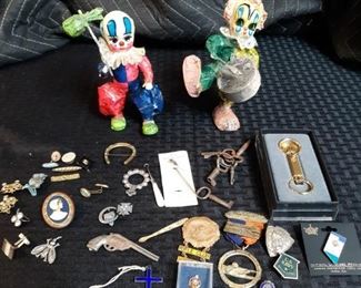 Knicknack Lot Vintage Keys Pins, Pendants, Keychains  More