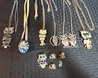 Vintage Costume Jewelry Collection of Owls