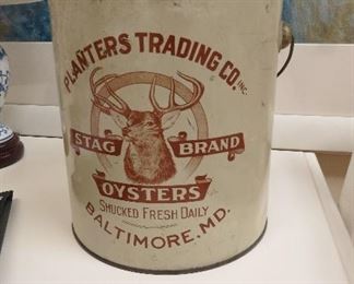 Very rare Stag Brand Oyster one-gallon tin