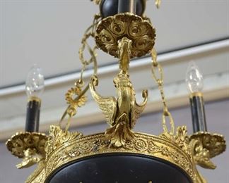 French Empire Bronze 3 Arm Chandelier