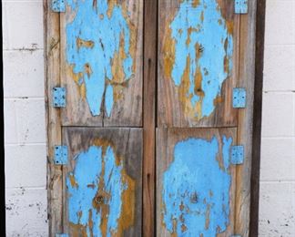 Antique Teakwood Four Panel Wood & Iron Window