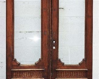 French Renaissance Style Walnut Double Door Set