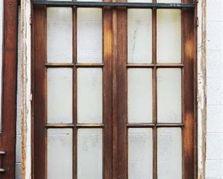 Antique Walnut Double Door Set with Frame