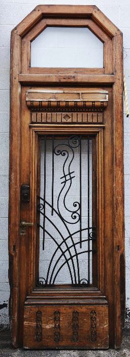 French Louis Oak Entry Door