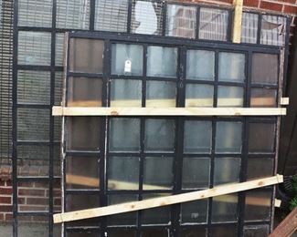 Three Antique Windows with Iron Frames