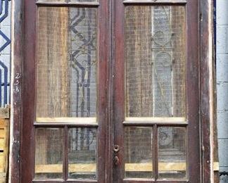 Two Antique Walnut Entry Doors