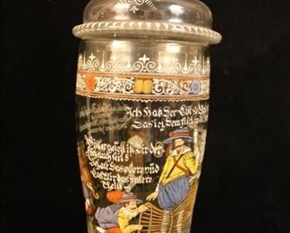 Large hand blown Bohemian enameled jar