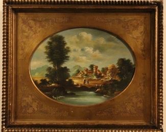 Landscape oil on panel painting signed Van Ros