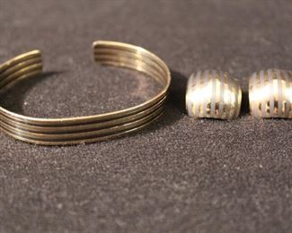 Paul Morelli  14k gold and oxidized sterling bracelet and earrings