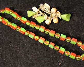 Vintage bakelite and lucite costume jewelry