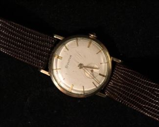1950's Bulova men's gold filled watch engraved Sicks' Rainier Brewing Co.