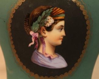 Pair Victorian hand painted porcelain vases