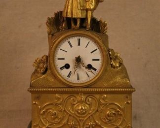 Antique French figural ormolu silk thread mantel clock