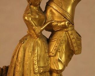 Antique French figural ormolu silk thread mantel clock