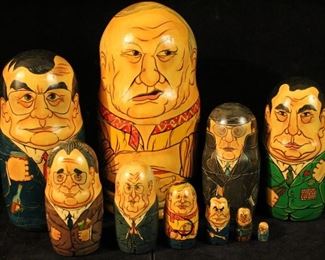 Russian nesting doll set of political figures, 1992