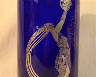 Erte cobalt glass vase 