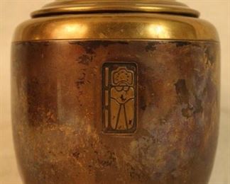 Benedict bronze & bakelite tobacco humidor jar