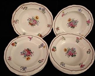 Imperial Russian Khrapunov-Noviy faience plates and bowls, 1860's. Set 12