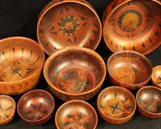 Imperial Russian folk art Khokhloma lacquer bowls