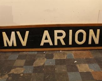 Antique ship's carved and painted name sign