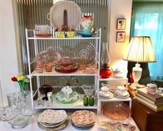 More beautiful vintage glass including Fenton, Shelley and Roseville.
