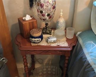 Bohemian Czech glass table lamp & side table.