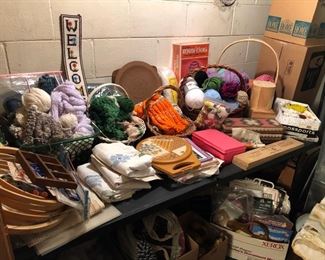 Knitting and craft supplies.