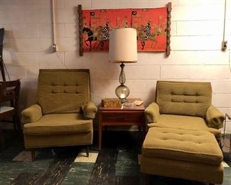 Md Century "His and Hers" Chair, Lane table.