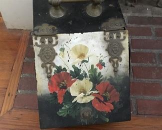 Vintage box for fireplace ashes, front side