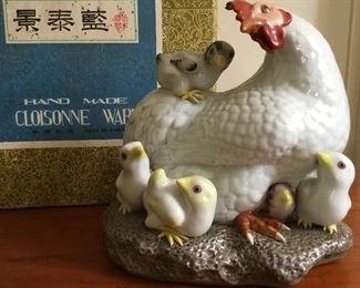 Vintage Cloisonne Ware Hen and chicks