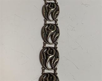 Early Danecraft vintage art nouveau sterling cala lily bracelet