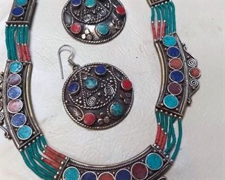 155         Persian Silver& Turquoise / Lapis/Coral Jewelry   
                                              $400.    set