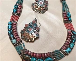 #157         Persian Silver & Turquoise/ Coral Jewelry           
                                       $425.