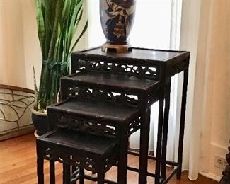 Set of 4 antique  stacking tables
