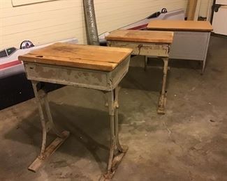 Three Vintage School Desks